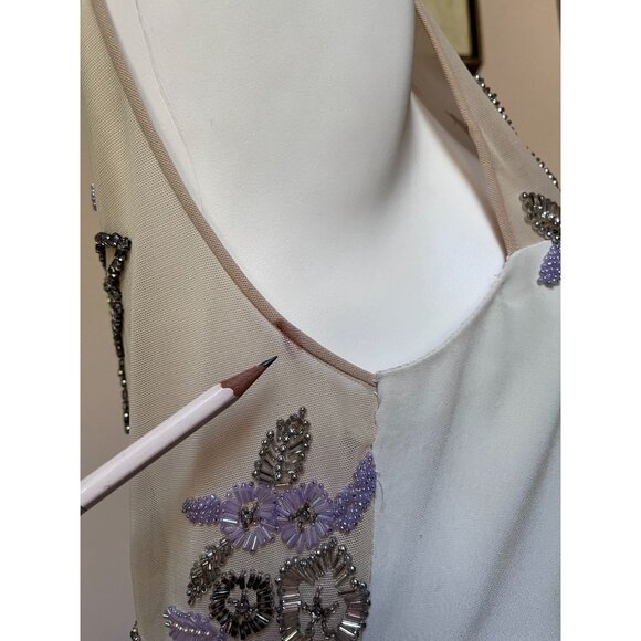 Jovani Y2K Vintage Embellished Cream Maxi Dress Formal Gown Butterfly Whimsical - Picture 9 of 11